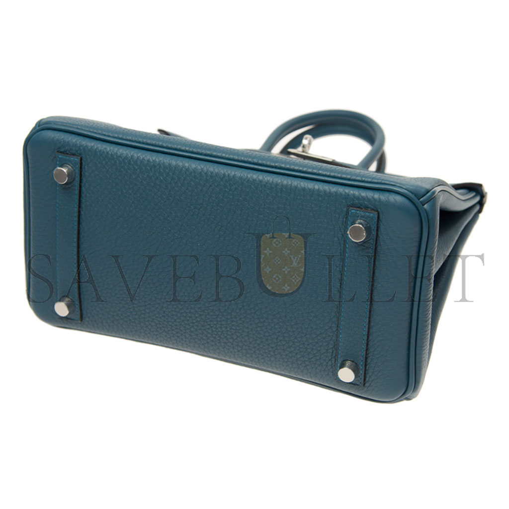 H**mes master birkin 25 togo leather denim blue silver buckle bag h028369ck75 (25*20*13cm)